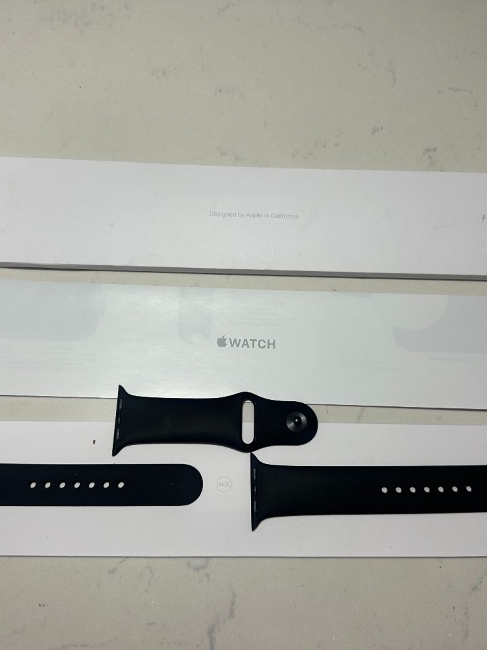 Genuine Apple Watch Black Sport Band Silicone Rubber OEM 42mm 44mm 45mm S/M